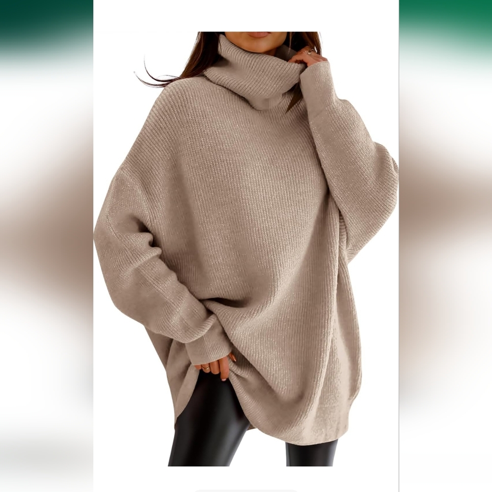 Amazon Tan Turtleneck Long Sleeve Sweater Size Medium